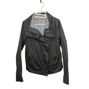 Burton Jacket Women's Small Full Zip Snap Dark Olive Green Gray Cotton Fast Ship